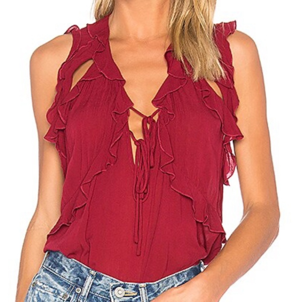 IRO Red Ruffle Top